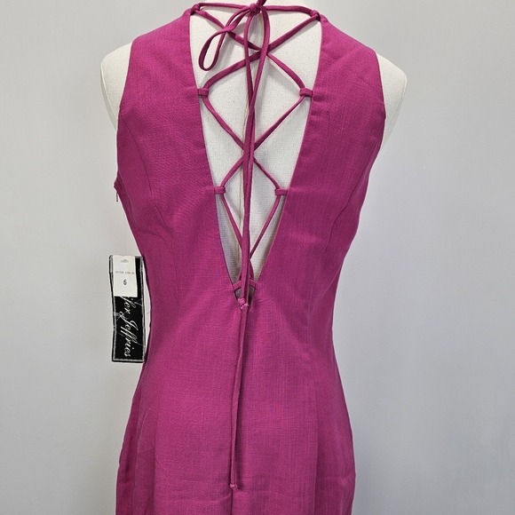 Jennifer Jeffries Vintage Womens Maxi Dress 6 Pink Dead Stock 80s Formal - Picture 4 of 16